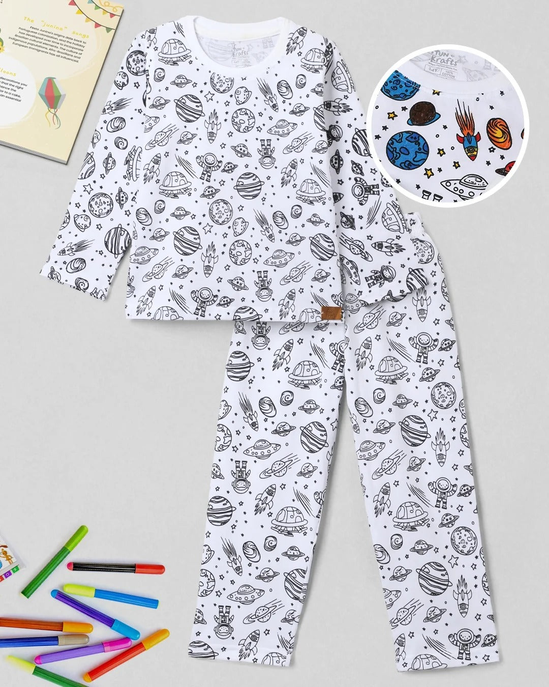 Premium Cotton Self Coloring Night Suit & Fabric Marker