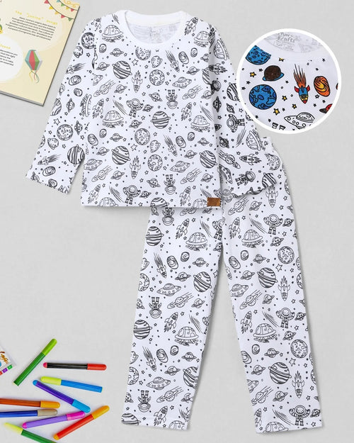 Premium Cotton Self Coloring Night Suit & Fabric Marker