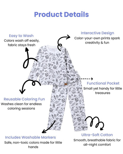Premium Cotton Self Coloring Night Suit & Fabric Marker